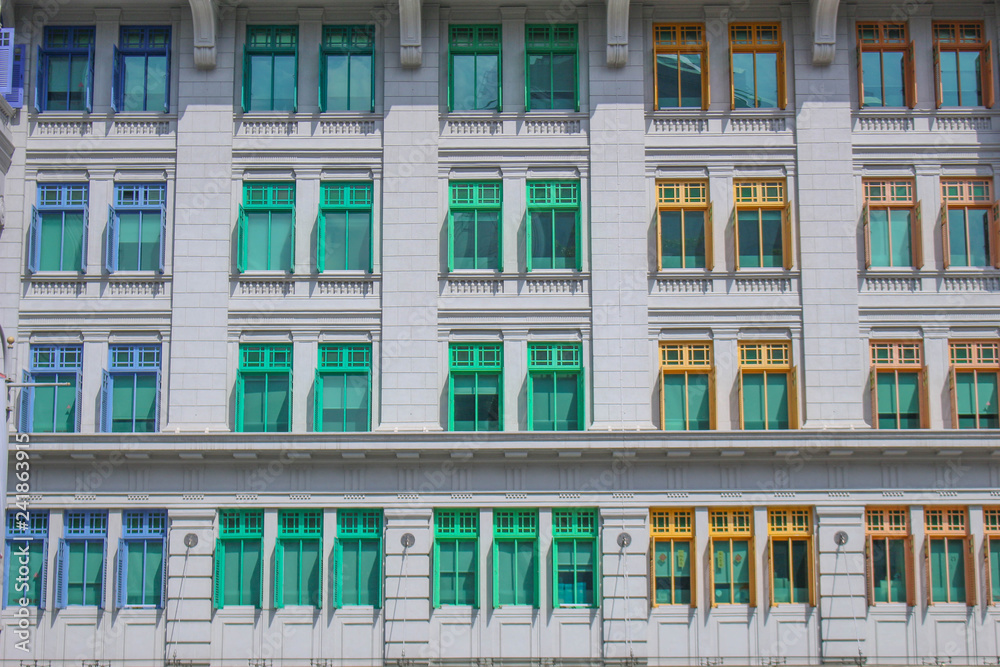 Colorful window of the building in Singapore.