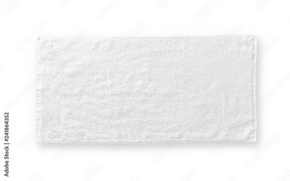 White cotton towel mock up template fabric wiper isolated on white background with clipping path, flat lay top view White cotton towel mock up template fabric wiper isolated on white background with clipping path, flat lay top view