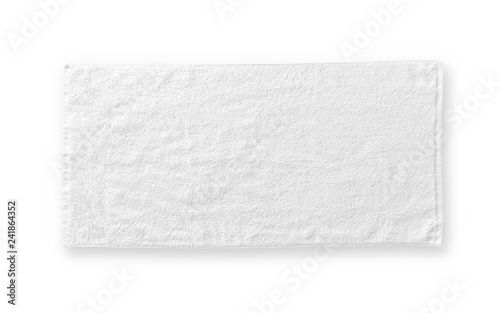 White cotton towel mock up template fabric wiper isolated on white background with clipping path, flat lay top view photo