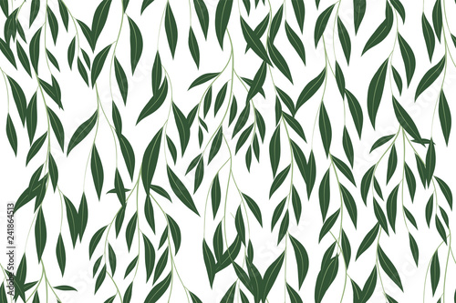 Fototapeta Naklejka Na Ścianę i Meble -  Eucalyptus Vector. Cute Seamless Pattern with Vector Leaves, Branches and Floral Elements. Elegant Cute Background for Rustic Wedding Design, Fabric, Textile, Dress. Eucalyptus Vector in Vintage Style