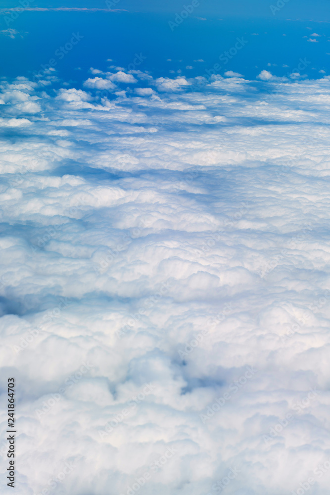 Sky background over spread cloud with blue copy space