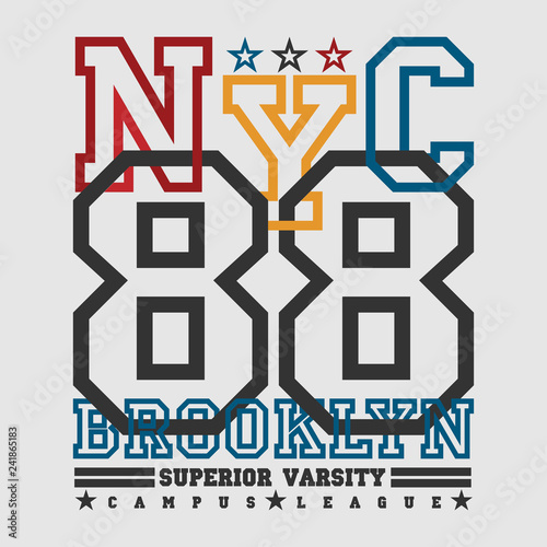 T-shirt New york, Brooklyn sports, athletics Typography, Fashion