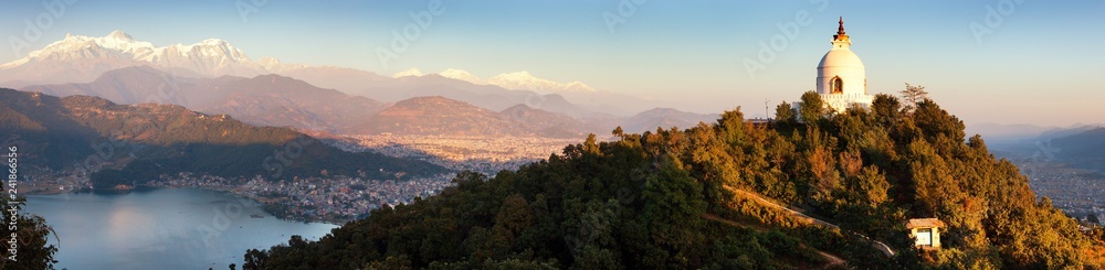 world peace stupa Phewa Pokhara Nepal Himalaya Annapurna