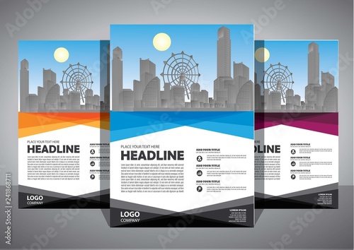 Business abstract vector template. Brochure design  cover modern layout  annual report  poster  flyer in A4 with colorful triangles  geometric shapes for tech  science  market with light background