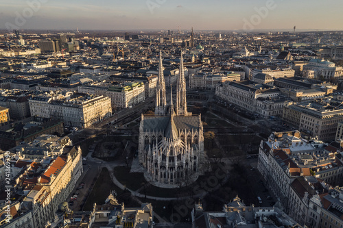 Photography Aerial view of Votivkirche in Vienna, Austria