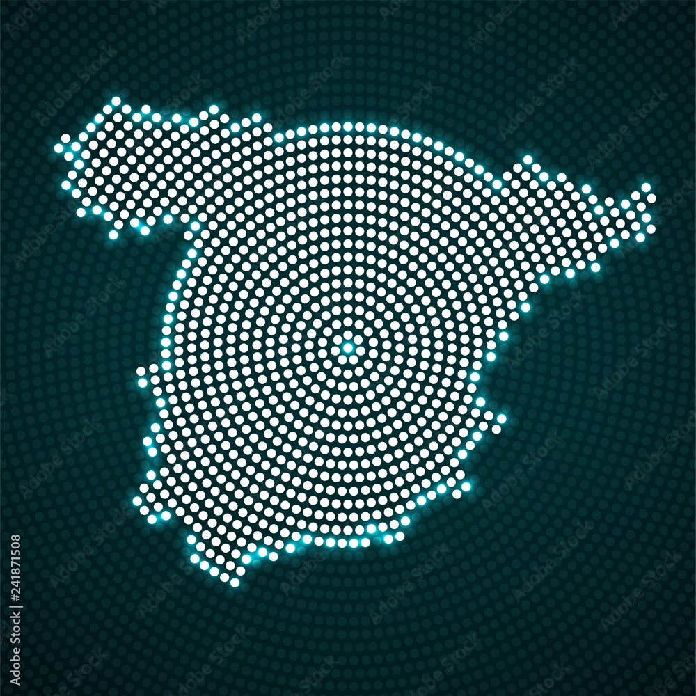 Fototapeta premium Abstract Spain map of glowing radial dots