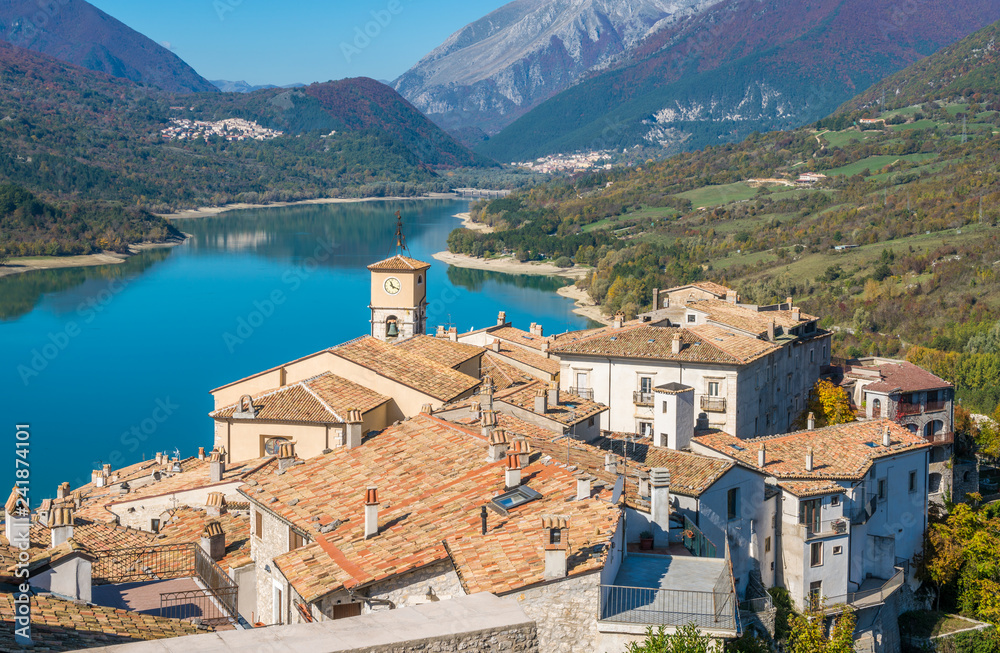 Panoramic view in Barrea, province of L'Aquila in the Abruzzo region of Italy.