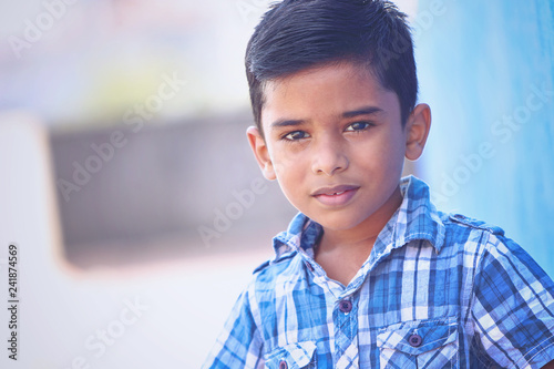 Portrait of Indian Little boy Posing to Camera with Expression
