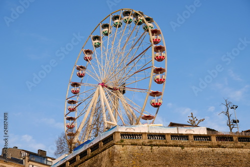 ferris wheel on blue sky