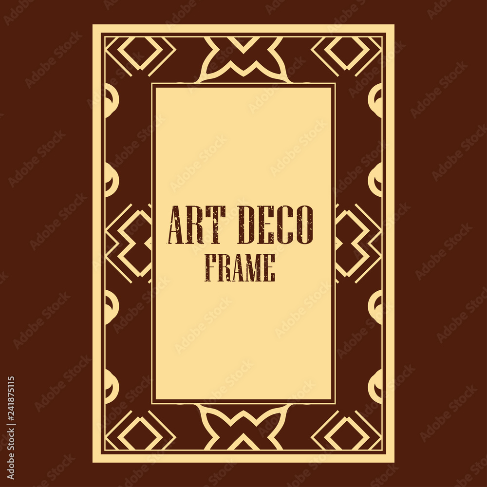 Vector geometric frame in Art Deco style. Rectangle vector abstract element for design. Vector geometric frame in Art Deco style. Rectangle vector abstract element for design.