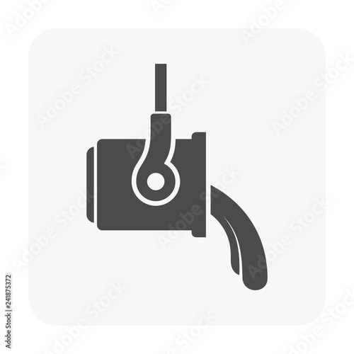 Casting process in metallurgy or metallurgical production industry vector icon. That manufacturing process in foundry, furnace or factory plant. To pouring hot liquid or molten metal into ingot mold.