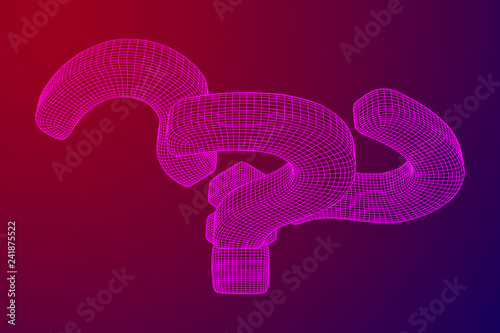 Question mark abstract model line and composition digitally drawn. Wireframe low poly mesh vector illustration