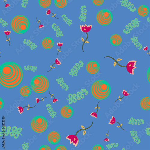 Seamless pattern of doodle flowers.