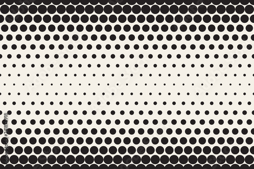 Abstract horizontal halftone background. Vector seamless geometric pattern. Transition texture with dots.