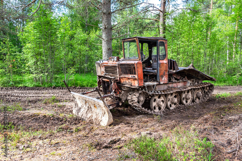 Skidding tractor for timber industry at the forest