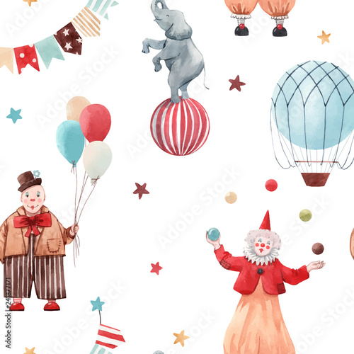 Watercolor circus vector pattern © zenina