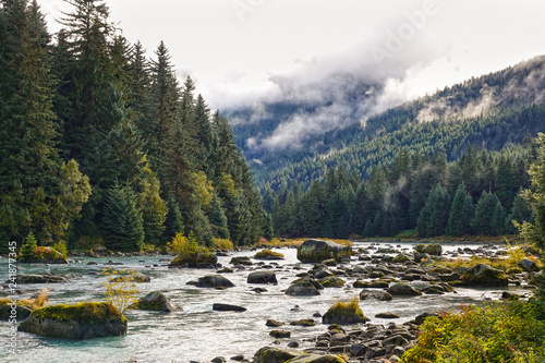 Haines, Chilkoot river in autumn, fall, Alaska, USA