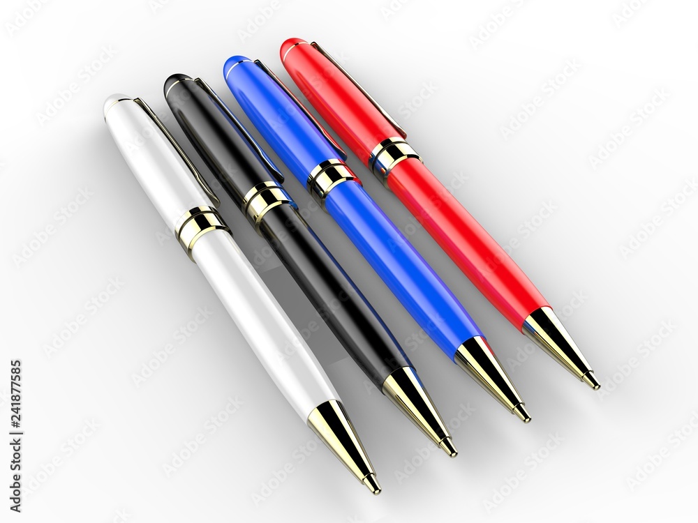 Blank metal pen isolated on white background for branding. 3d render illustration. Blank metal pen isolated on white background for branding. 3d render illustration.