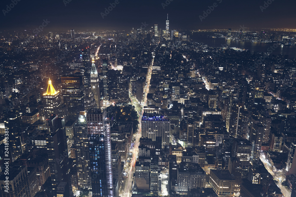 Aerial View Of New York City At Night Color Toned Picture Usa Stock Photo Adobe Stock Aerial View Of New York City At Night Color Toned Picture Usa Stock Photo Adobe Stock