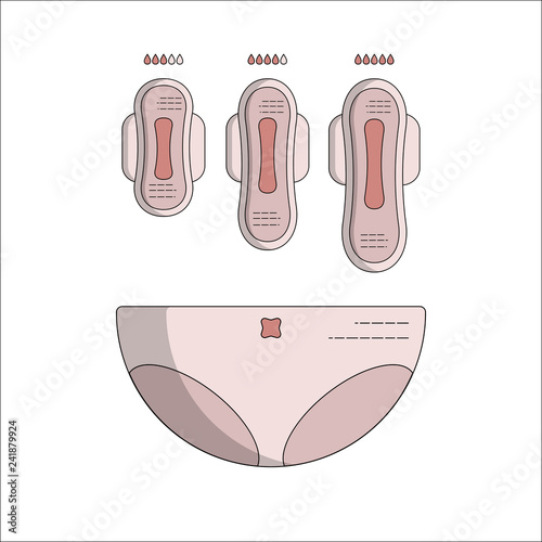 Female hygiene products. Isolated flat icons and objects