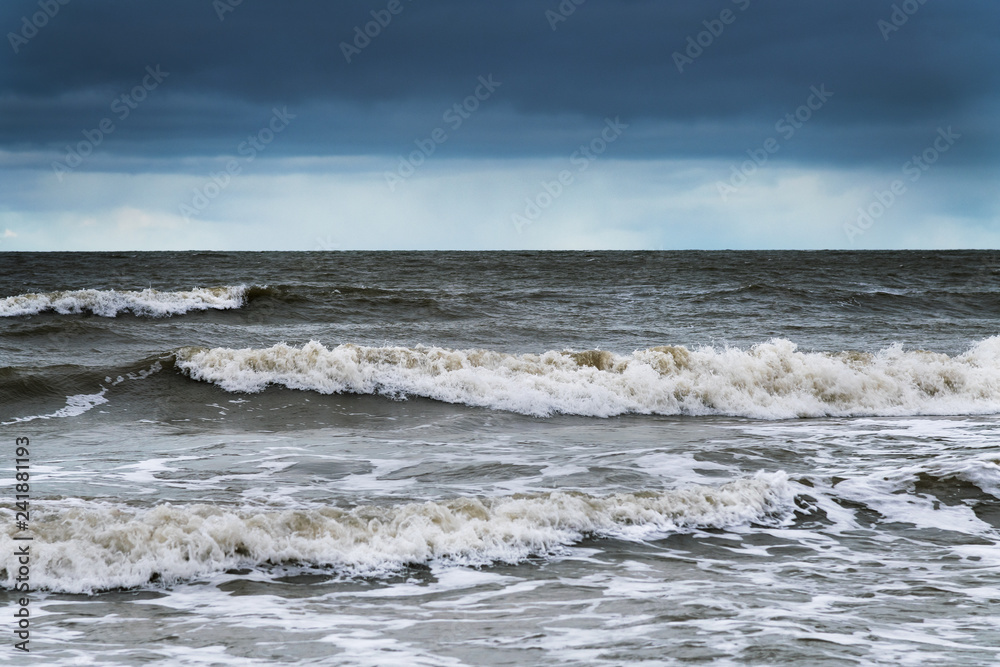 Gray and cold Baltic sea in winter time.