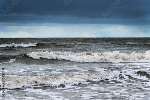 Gray and cold Baltic sea in winter time.