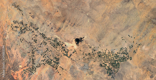 Aerial view of farm production in Saudi Arabia