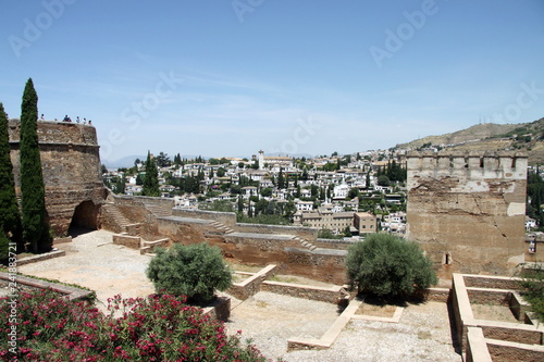 The ancient walls of the Alcazaba fortress in the Alhambra. Granada