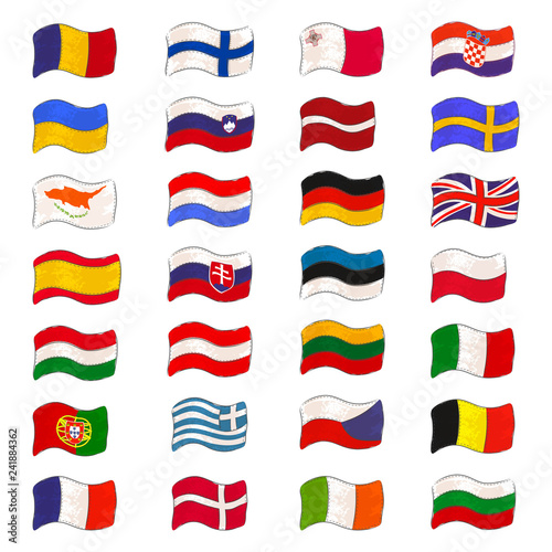 Set with Europiean Flags Made as Canvas