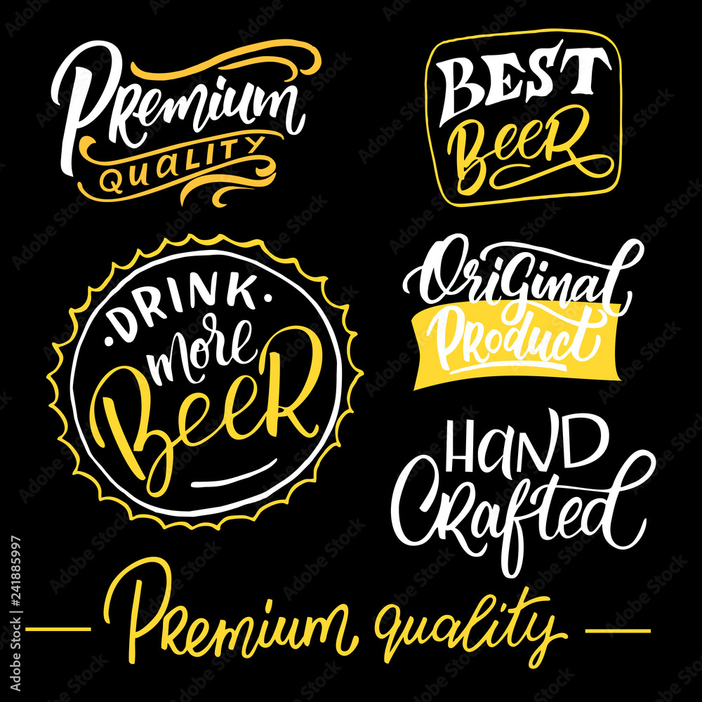  Beer related doodle illustrations. Clipart for Octoberfest or brewery label.