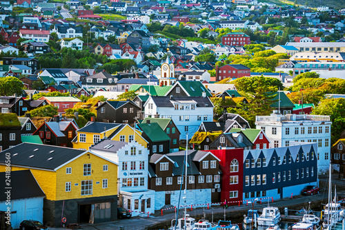 Torshavn old quarters with quayside buildings