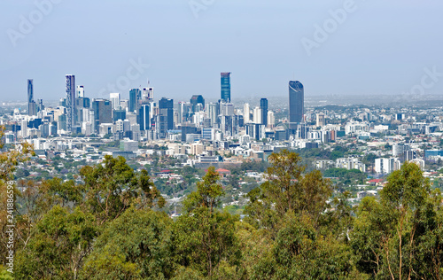 View from Mount Coot-tha of the Brisbane, Australia central business district and surrounding suburbs