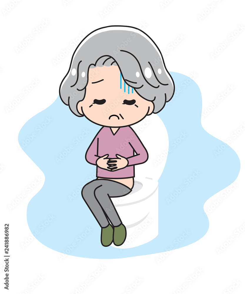 The grandmother sitting on a toilet bowl The grandmother sitting on a toilet bowl
