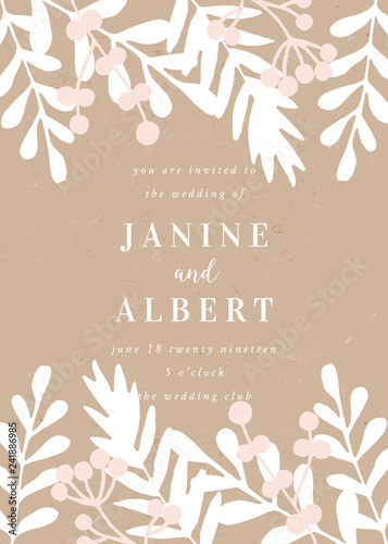 Elegant Rustic Craft Paper Wedding Invitation Template