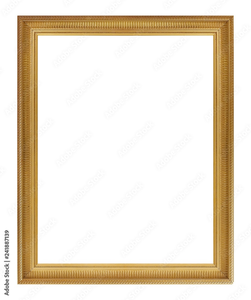 Golden frame for paintings, mirrors or photo isolated on white background Golden frame for paintings, mirrors or photo isolated on white background