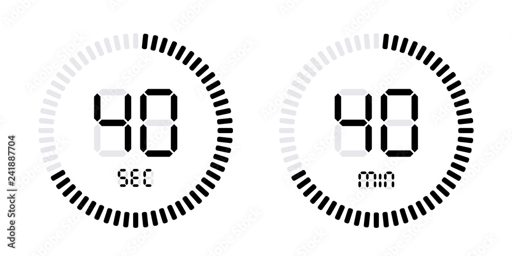 Timer countdown with minutes and seconds Icons - obrazy, fototapety, plakaty 