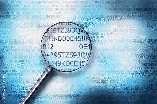 reading code on computer screen with a magnifying glass internet security 3D Illustration
