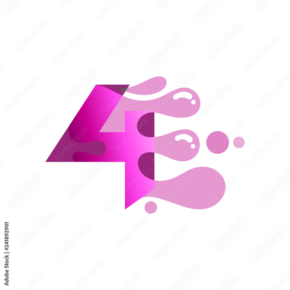 number four logo vector with water bubble number four logo vector with water bubble