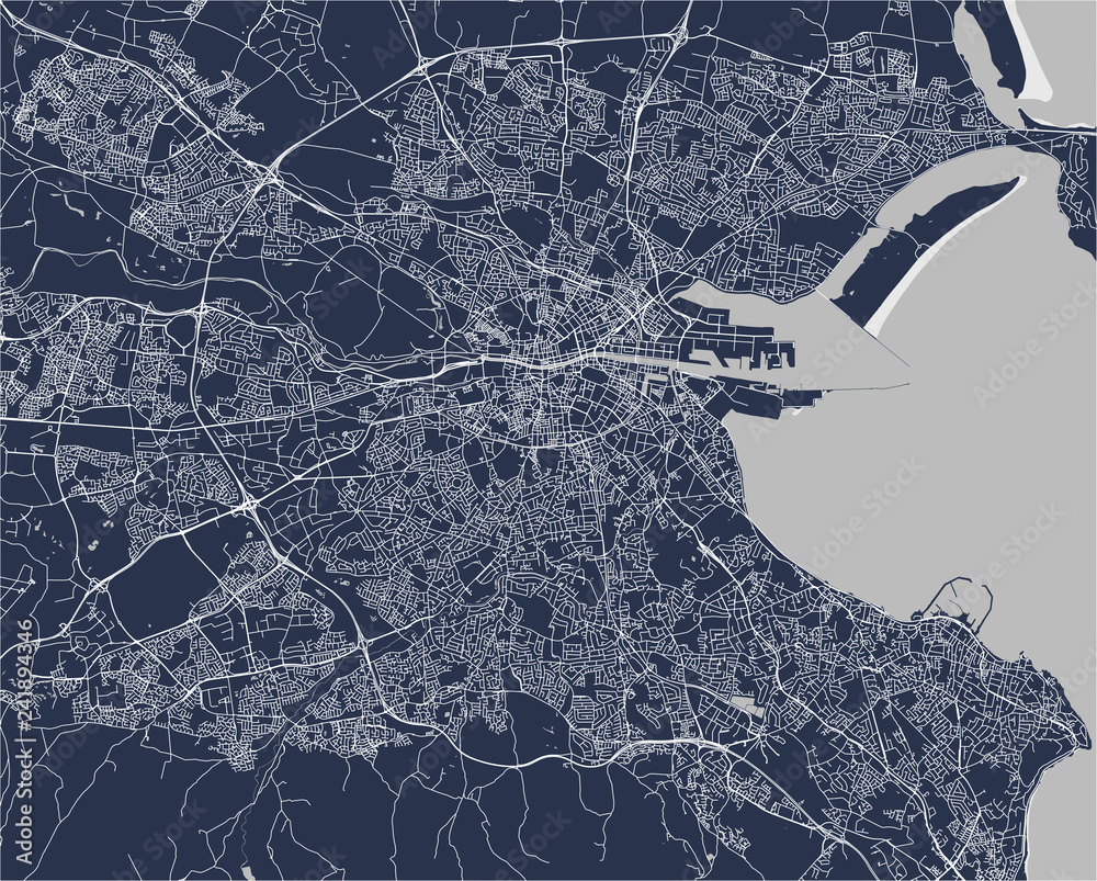 Fototapeta premium Mapa Dublina, Irlandia