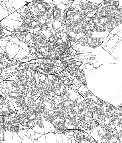Canvas Print Map of the city of Dublin, Ireland