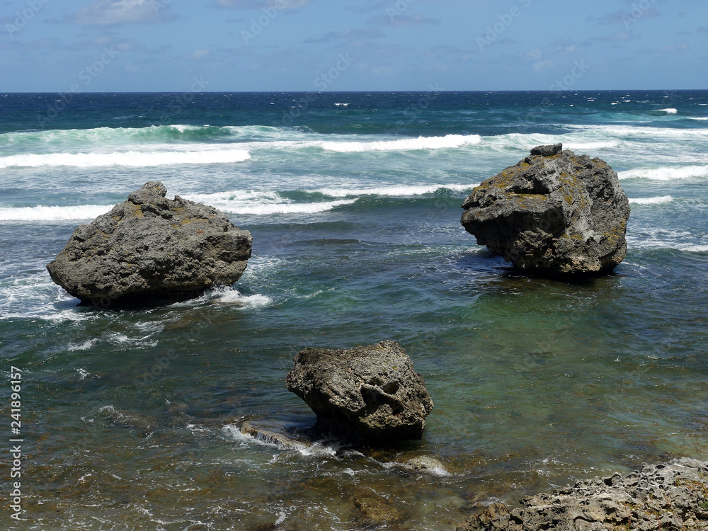 Three rocks in the sea - Barbados