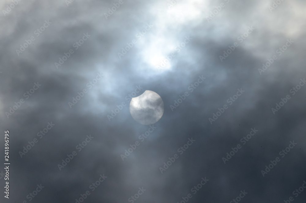 Partial Solar Eclipse in the Cloudy sky Partial Solar Eclipse in the Cloudy sky