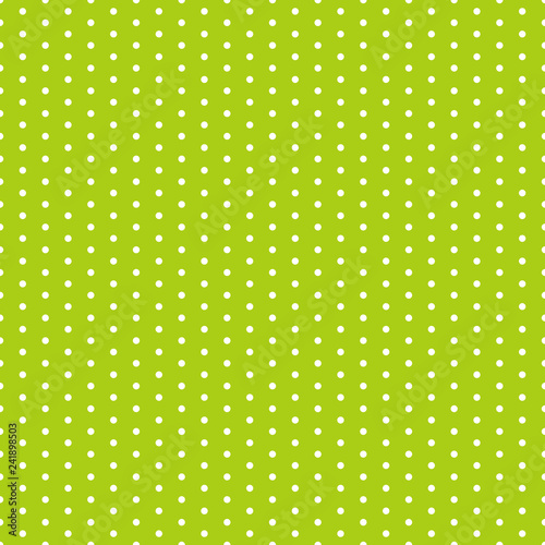 Green Polka Dots Seamless Pattern - White polka dots on green background