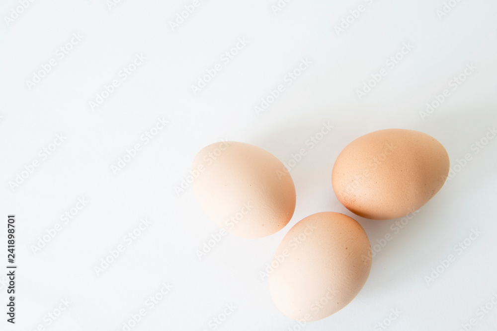 Three Eggs on the white table, three easter eggs Three Eggs on the white table, three easter eggs
