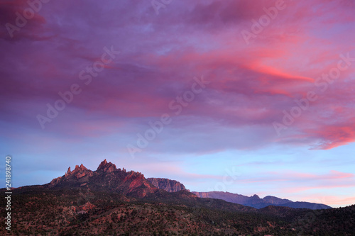 Beautiful sunset over Eagle Crags, nearby Zion National Park, Utah © Maria Jeffs