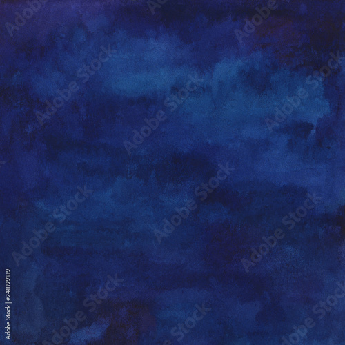 Hand painted watercolor abstract navy blue background for your design