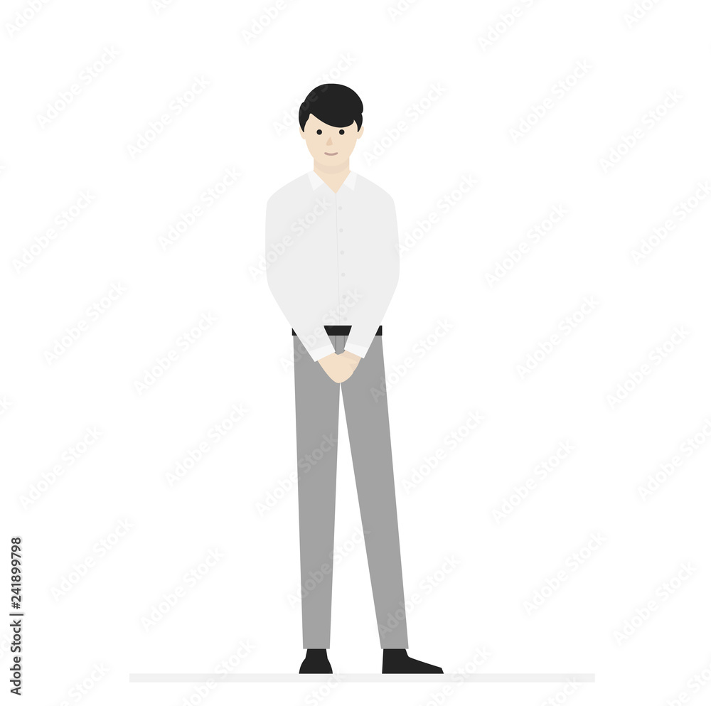 Cartoon male character. Smiling man in t-shirt, pants and shoes. For  template, banner and advertising. Simple design. Flat style vector  illustration. Stock Vector | Adobe Stock