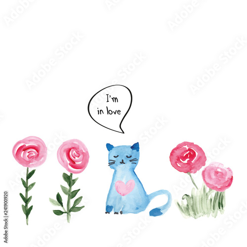 I love you - watercolor illustration