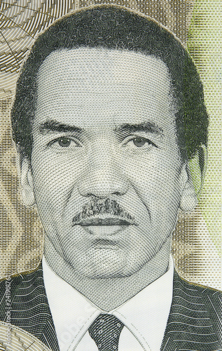 Ian Khama portrait on Botswana 10 pula (2018) banknote macro. President of Botswana. photo