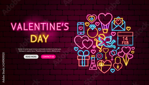 Valentine's Day Neon Banner Design